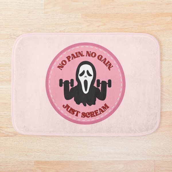 Item preview, scream gym ghost pink badge - no pain no gain just scream exercise horror designed and sold by cherrytheory.