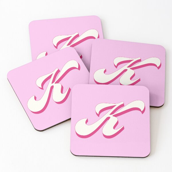 Item preview, K Letter Initial Monogram Retro Pink  designed and sold by Serendipity Studios.