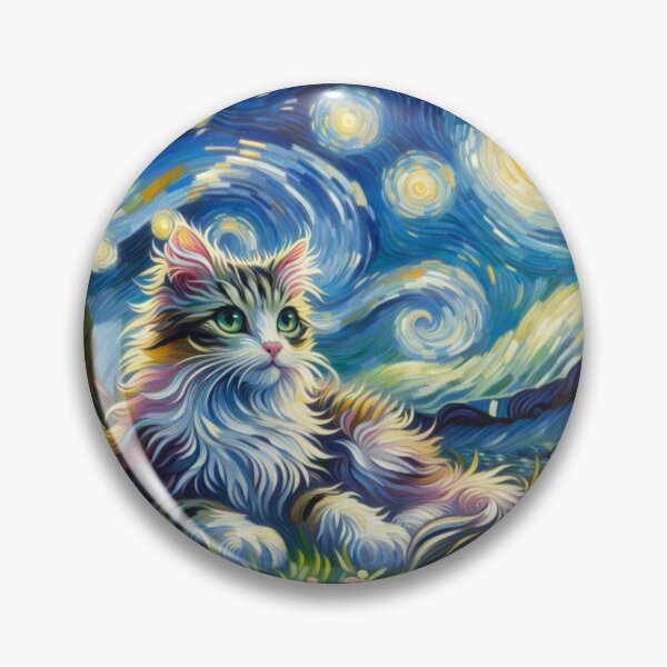 Item preview, Starry Night Fine Art Funny Cat Meme Painting - Vintage Poster Gift Cat Lovers designed and sold by InkyGenies.
