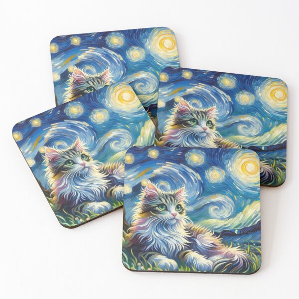 Item preview, Starry Night Fine Art Funny Cat Meme Painting - Vintage Poster Gift Cat Lovers designed and sold by InkyGenies.