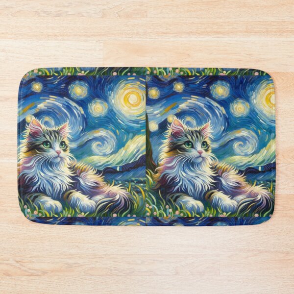 Item preview, Starry Night Fine Art Funny Cat Meme Painting - Vintage Poster Gift Cat Lovers designed and sold by InkyGenies.