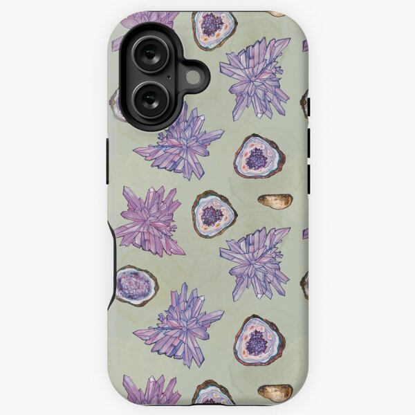 Crystals and Geodes (light green background) iPhone Tough Case