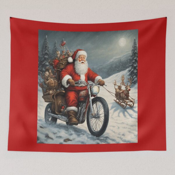 Item preview, Santa Claus on Motorbike Bringing Gifts designed and sold by Artisticanvas.