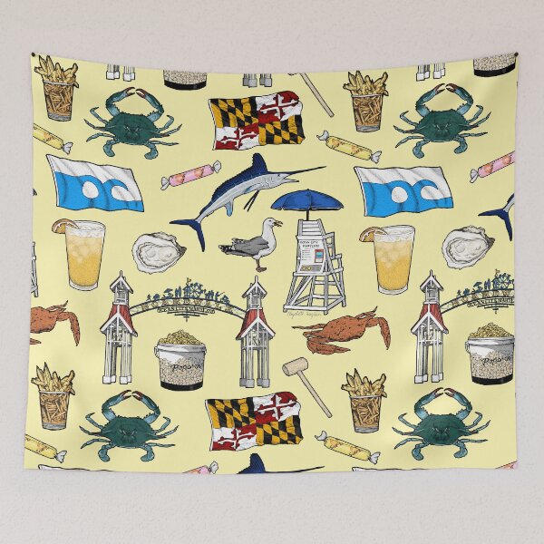 Item preview, Ocean City Maryland Pattern - Yellow designed and sold by Elizabeth Weglein.