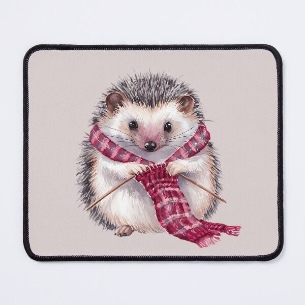 Item preview, Cute Knitting Hedgehog with Plaid Scarf and Yarn Illustration designed and sold by Homsin21.