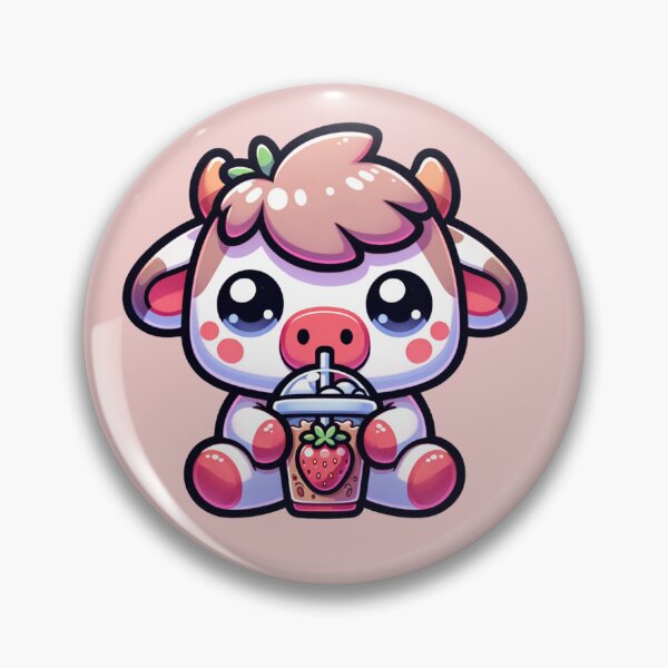 Item preview, Cute strawberry cow drinking a iced coffee stickers and more designed and sold by CRandRRstickers.