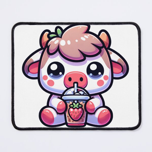 Item preview, Cute strawberry cow drinking a iced coffee stickers and more designed and sold by CRandRRstickers.