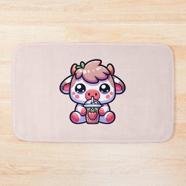Item preview, Cute strawberry cow drinking a iced coffee stickers and more designed and sold by CRandRRstickers.