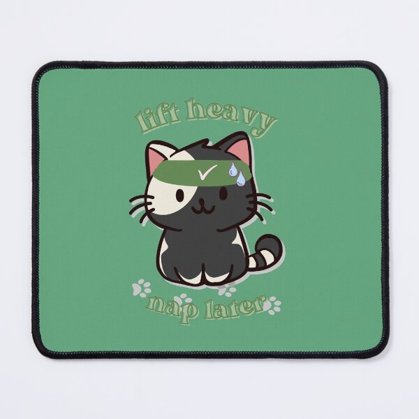 Item preview, cute gym black and white cat with text lift heavy nap later and hes sweating designed and sold by cherrytheory.