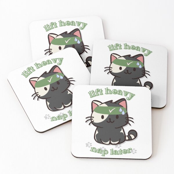 Item preview, cute gym black and white cat with text lift heavy nap later and hes sweating designed and sold by cherrytheory.