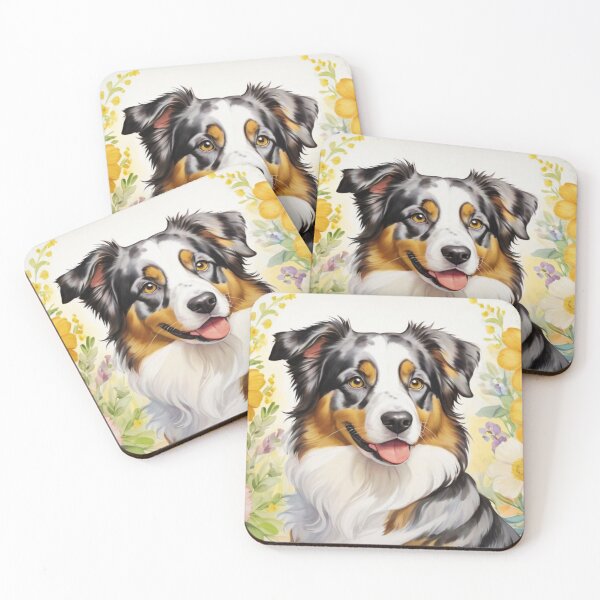 Item preview, Australian Shepherd Floral Painting Art designed and sold by TheAnimalZ00.