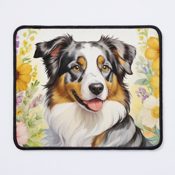 Item preview, Australian Shepherd Floral Painting Art designed and sold by TheAnimalZ00.