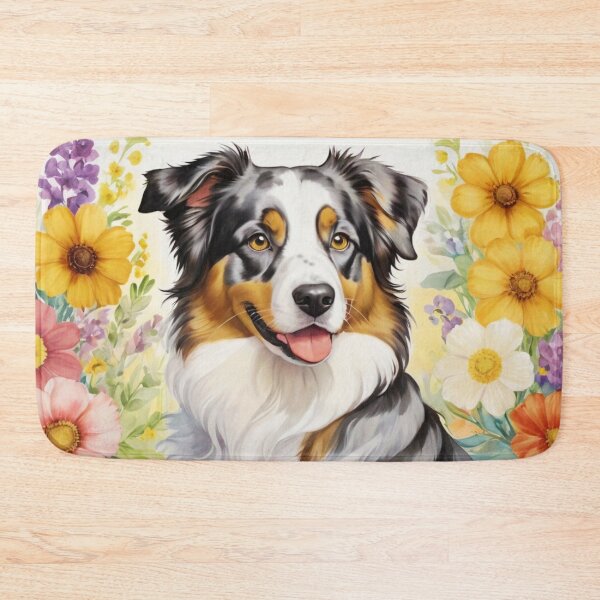 Item preview, Australian Shepherd Floral Painting Art designed and sold by TheAnimalZ00.
