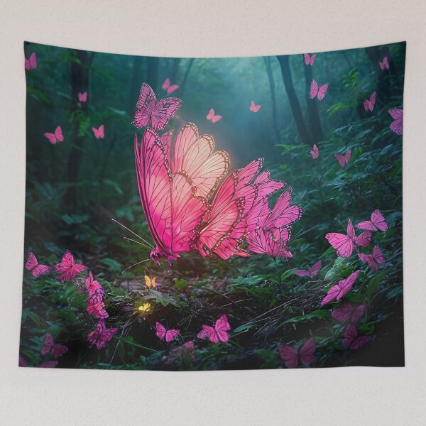 Item preview, Scenic Cute Luminous Pink Butterfly in Forest designed and sold by koreatvtea.