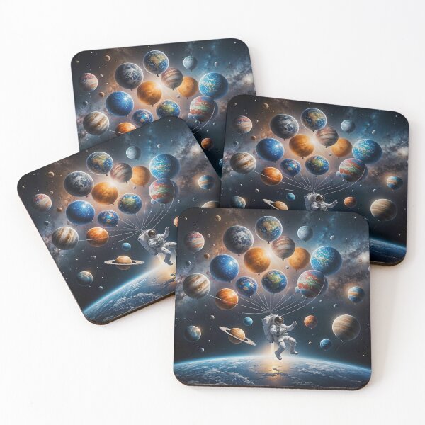 Item preview, Astronaut Floating with Planets Balloons designed and sold by koreatvtea.
