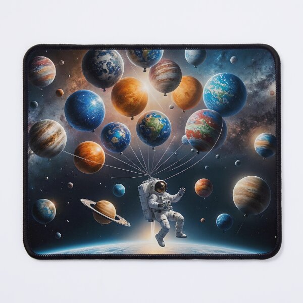 Item preview, Astronaut Floating with Planets Balloons designed and sold by koreatvtea.