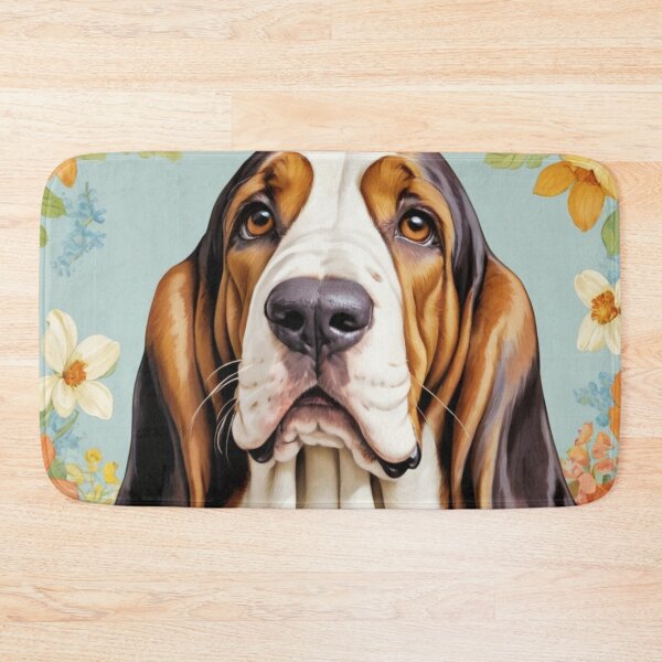 Item preview, Basset Hound Floral Painting Art designed and sold by TheAnimalZ00.
