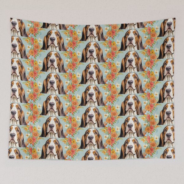 Item preview, Basset Hound Floral Painting Art designed and sold by TheAnimalZ00.