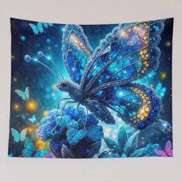Item preview, Delicate Blue Crystal Butterfly on Flower designed and sold by koreatvtea.