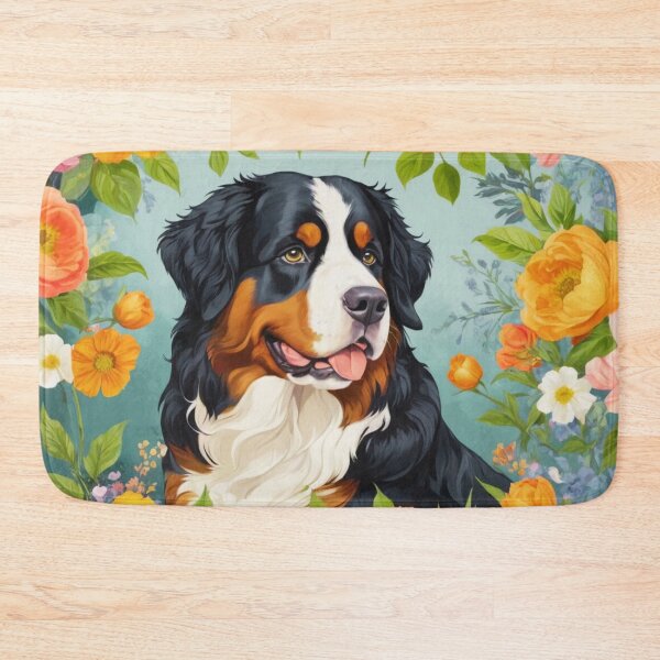 Item preview, Bernese Mountain Dog Floral Painting Art designed and sold by TheAnimalZ00.