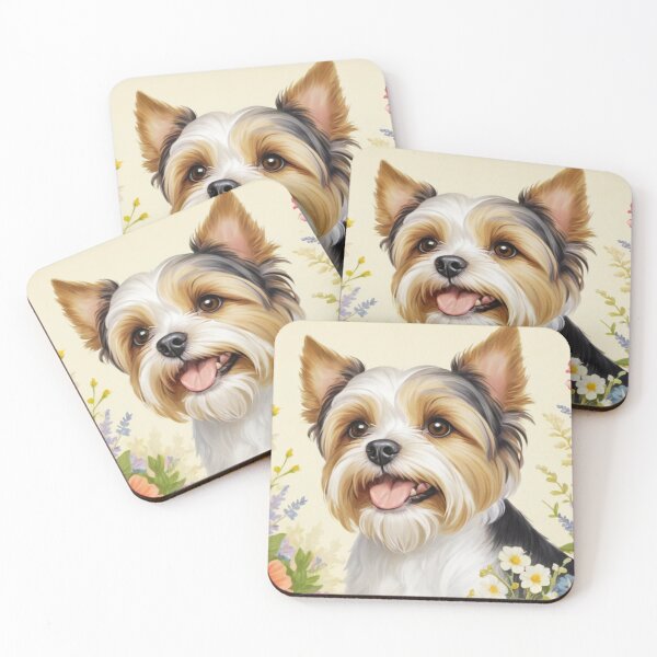 Item preview, Biewer Terrier Floral Painting Art designed and sold by TheAnimalZ00.