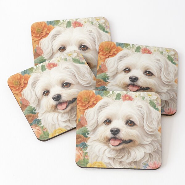 Item preview, Bolognese Dog Floral Painting Art designed and sold by TheAnimalZ00.