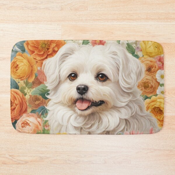Item preview, Bolognese Dog Floral Painting Art designed and sold by TheAnimalZ00.