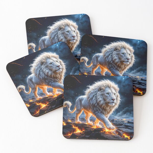 Item preview, Epic White Lion Made of Flames designed and sold by koreatvtea.
