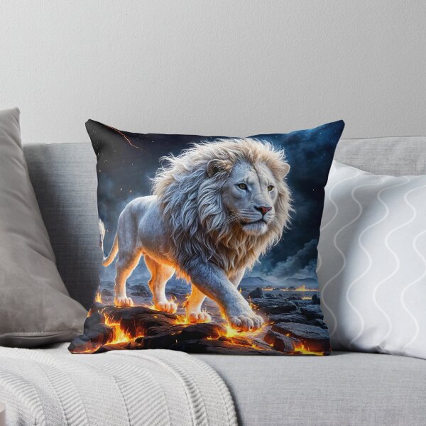 Item preview, Epic White Lion Made of Flames designed and sold by koreatvtea.