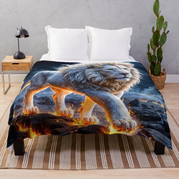 Item preview, Epic White Lion Made of Flames designed and sold by koreatvtea.