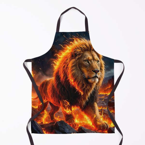 Item preview, Epic Flaming Lion in Lava Landscape designed and sold by koreatvtea.