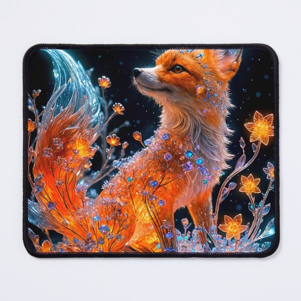 Item preview, Vermilion Crystal Fox with Bioluminescent Flowers designed and sold by koreatvtea.