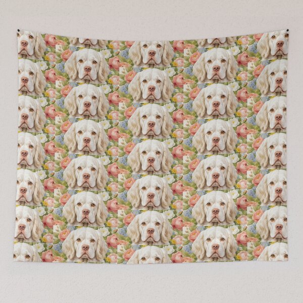 Item preview, Clumber Spaniel Floral Painting Art designed and sold by TheAnimalZ00.