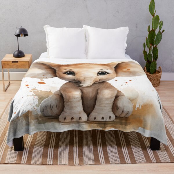 Item preview, Watercolor Baby Elephant with Gentle Expression designed and sold by Visionary Vibez.