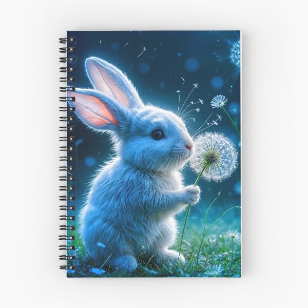 Item preview, White Rabbit Blowing Dandelion with Ethereal Lights designed and sold by koreatvtea.