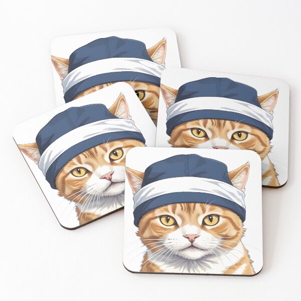 Item preview, ginger tabby cat wearing a cap designed and sold by GOOD DAY Studio.