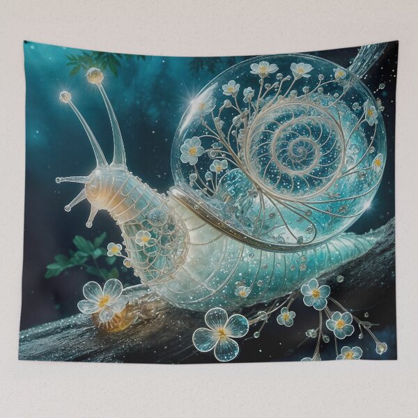 Item preview, Jade Crystal Snail Shell with Bioluminescent Flowers designed and sold by koreatvtea.