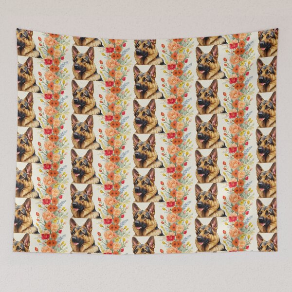 Item preview, German Shepherd Floral Painting Art designed and sold by TheAnimalZ00.