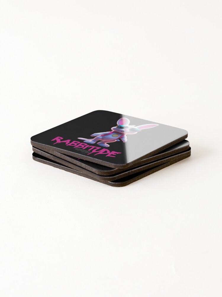 Thumbnail 4 of 5, Coasters (Set of 4), Young Rabbit, Rabbitude designed and sold by pUNKnown.