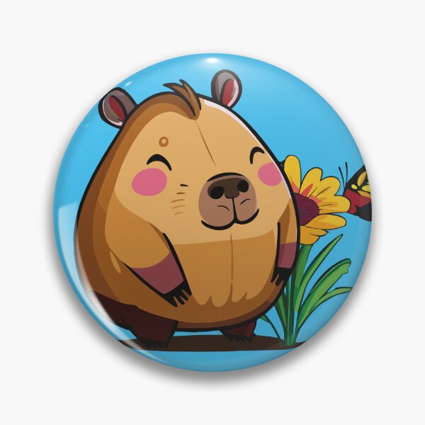 Aperçu de l'œuvre Capybara mignon style dessin animé paix et amour créée et vendue par Horizon Cartoon.