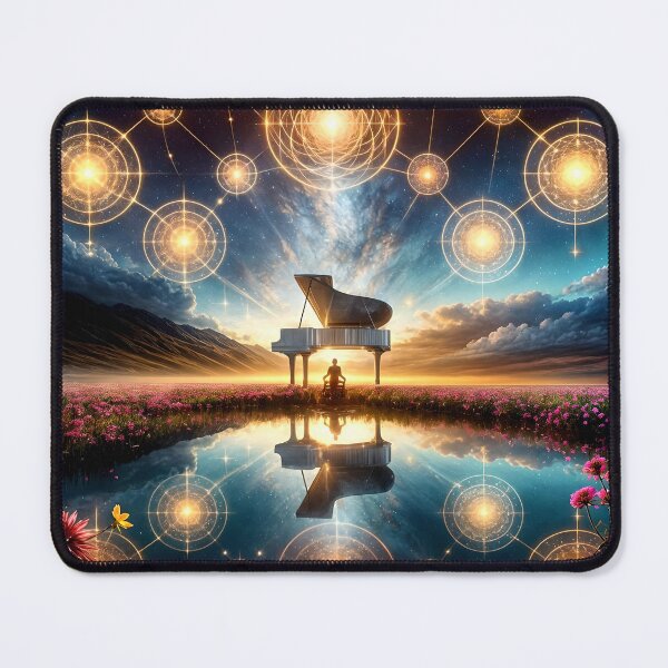 Item preview, Crystal Piano Floating Above Sunset Lake designed and sold by koreatvtea.