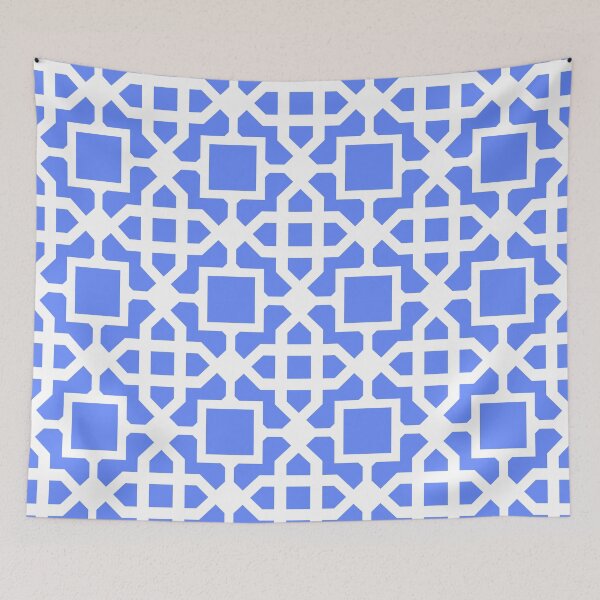 Item preview, Mid-Century Modern Blue Geometric Pattern On White designed and sold by DEC02.