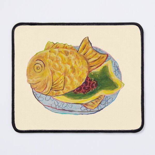 Item preview, Matcha Red Bean Taiyaki Oil Pastel Handdraw designed and sold by purple-Q.