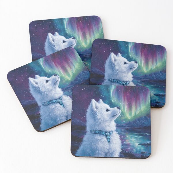 Item preview, Samoyed  Puppy Under Northern Lights designed and sold by Nocturne  Paws.