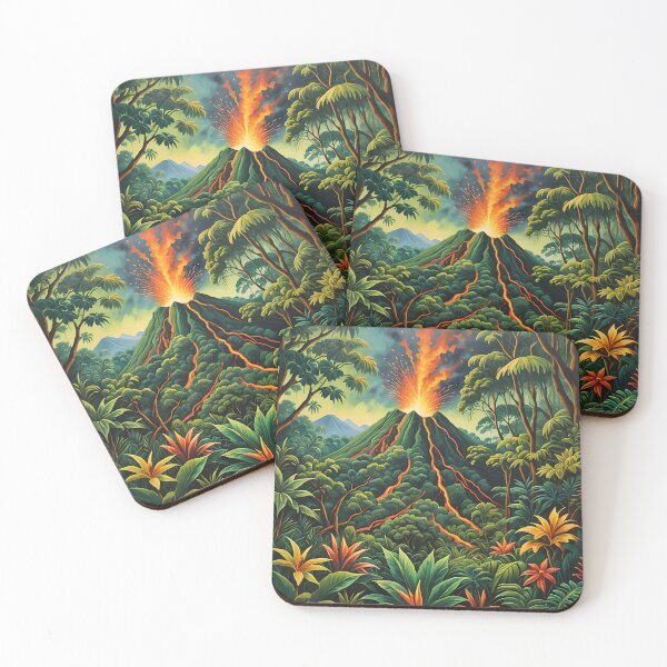 Item preview, Acrylic Volcano Island with Lush Forest designed and sold by koreatvtea.