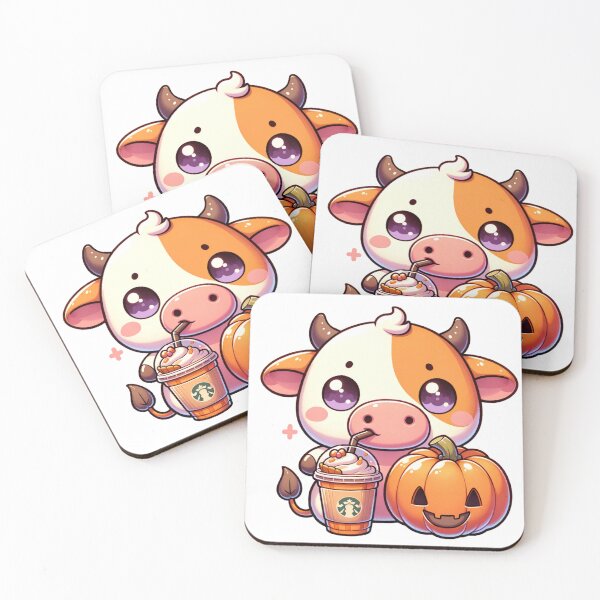Item preview, Pumpkin Pie Cow drinking pumpkin pie iced coffee stickers and more designed and sold by CRandRRstickers.