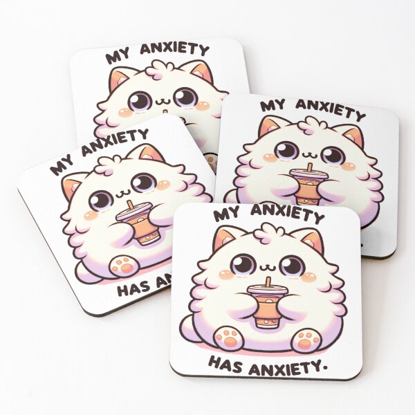 Item preview, Anxiety cat drinking iced coffee sticker and more designed and sold by CRandRRstickers.