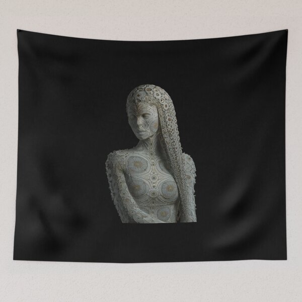 Item preview, Woman Wearing an Intricately Patterned Garment Adorned With Circular and Floral-like Designs Grey Rectangle designed and sold by macadolie.