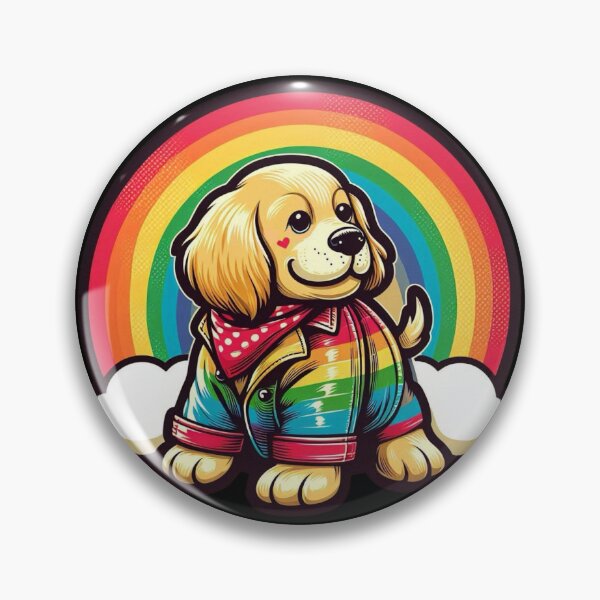 Artikelvorschau, Regenbogen Retro Hund entworfen und verkauft von Myra365Art.
