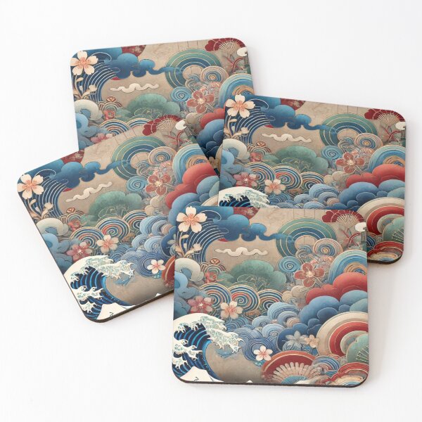 Item preview, Japanese Waves and Sakura Blossoms - Traditional Ukiyo-e Inspired Art designed and sold by SakuraJapanArt.